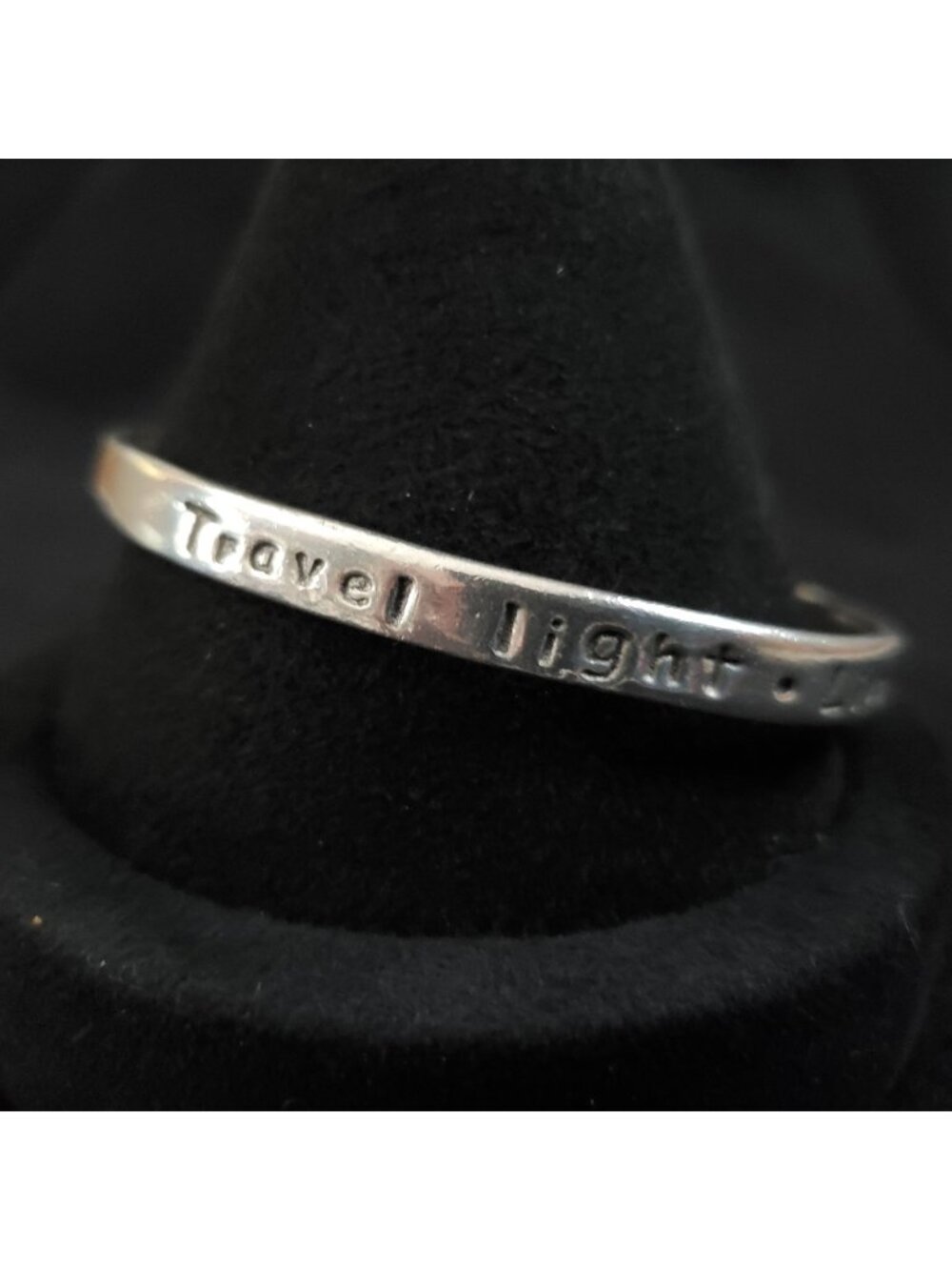 Mantra Bracelet Silver Tone Bangle Travel Live Spread The Be The Light 8" Signed